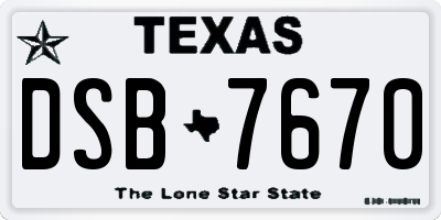 TX license plate DSB7670