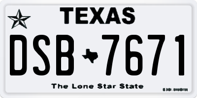 TX license plate DSB7671