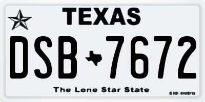 TX license plate DSB7672