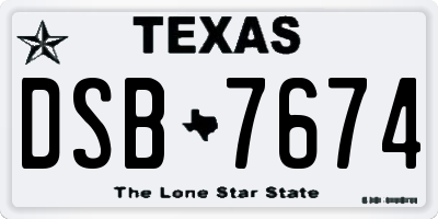 TX license plate DSB7674