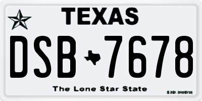 TX license plate DSB7678