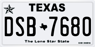 TX license plate DSB7680