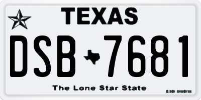 TX license plate DSB7681