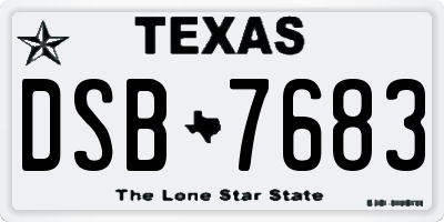 TX license plate DSB7683