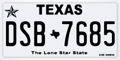 TX license plate DSB7685