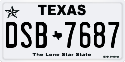 TX license plate DSB7687