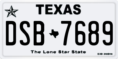 TX license plate DSB7689
