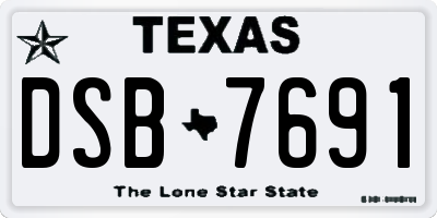 TX license plate DSB7691