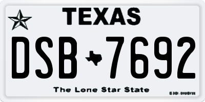 TX license plate DSB7692