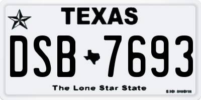 TX license plate DSB7693