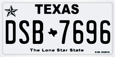 TX license plate DSB7696