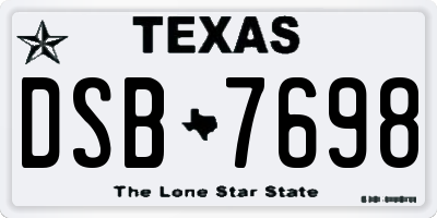 TX license plate DSB7698