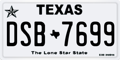 TX license plate DSB7699