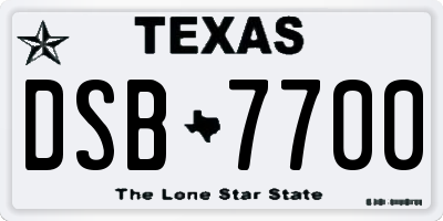 TX license plate DSB7700