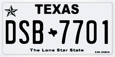 TX license plate DSB7701