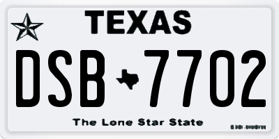 TX license plate DSB7702