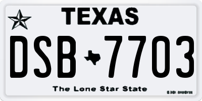 TX license plate DSB7703