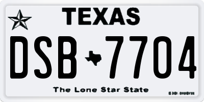 TX license plate DSB7704