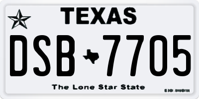TX license plate DSB7705