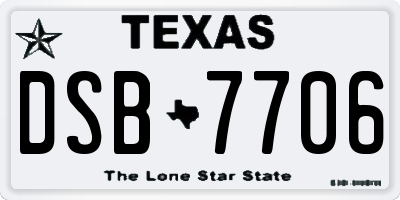 TX license plate DSB7706