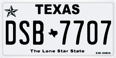 TX license plate DSB7707
