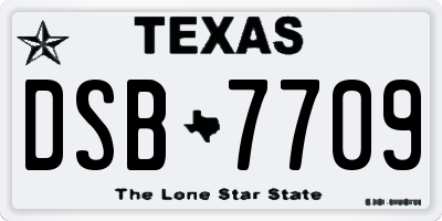 TX license plate DSB7709