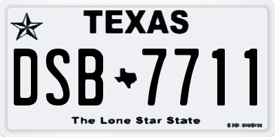 TX license plate DSB7711