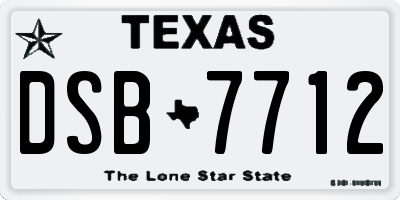 TX license plate DSB7712
