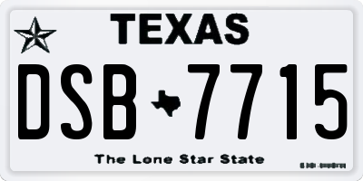 TX license plate DSB7715