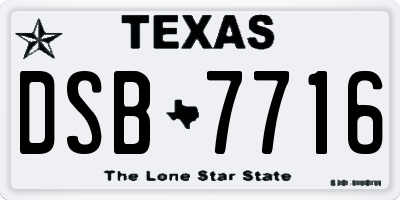 TX license plate DSB7716