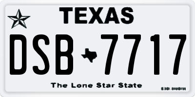 TX license plate DSB7717