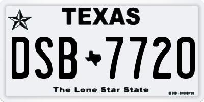 TX license plate DSB7720
