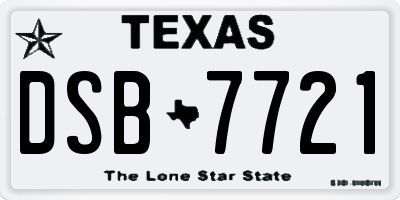 TX license plate DSB7721
