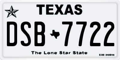 TX license plate DSB7722