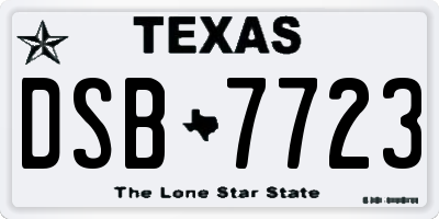 TX license plate DSB7723