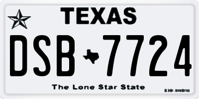 TX license plate DSB7724