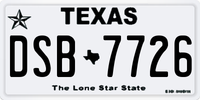 TX license plate DSB7726