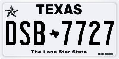 TX license plate DSB7727