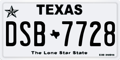 TX license plate DSB7728