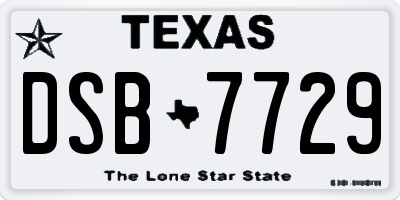 TX license plate DSB7729