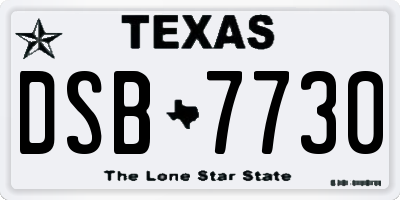 TX license plate DSB7730