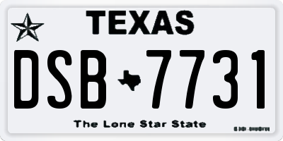 TX license plate DSB7731
