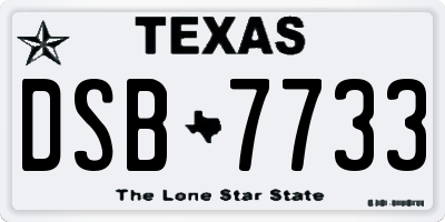 TX license plate DSB7733