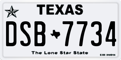 TX license plate DSB7734