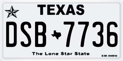 TX license plate DSB7736