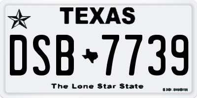 TX license plate DSB7739
