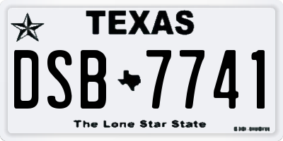 TX license plate DSB7741