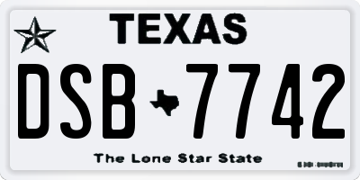 TX license plate DSB7742