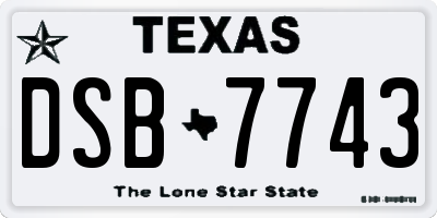TX license plate DSB7743