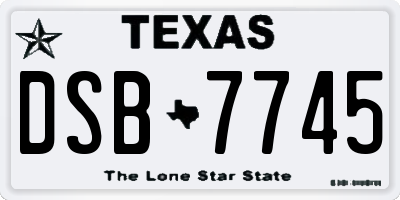 TX license plate DSB7745